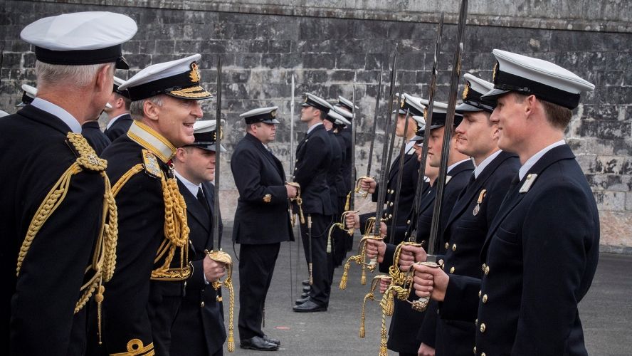 Adm Tony Radakin took the salute at Britannia Royal Naval College to welcome new officers 13042022 CREDIT NAVY.jpg