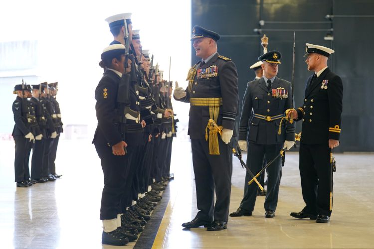 Air Marshal Harvey Smyth inspects personnel from 809 Naval Air Squadron (Picture: PA Wire, PA Images)