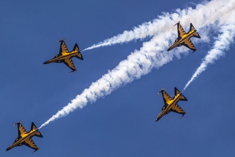 Aircraft from the Republic of Korea Air Force ROKAF Black Eagles Display Team flying at the 2022 Royal International Air Tattoo at RAF Fairford 