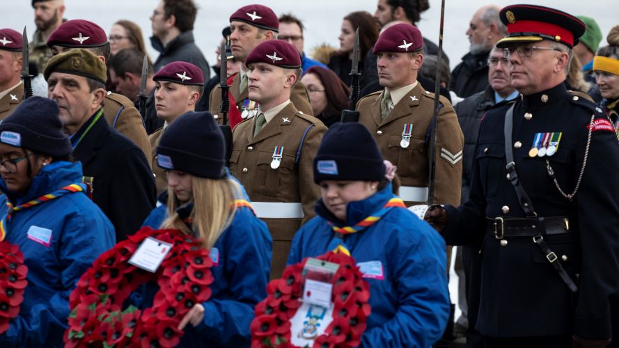 Armed Forces personnel deployed to the Falklands paid tribute to the service personnel who died defending the Falkland Islands 14062022 CREDIT MOD Crown Copyright.jpg