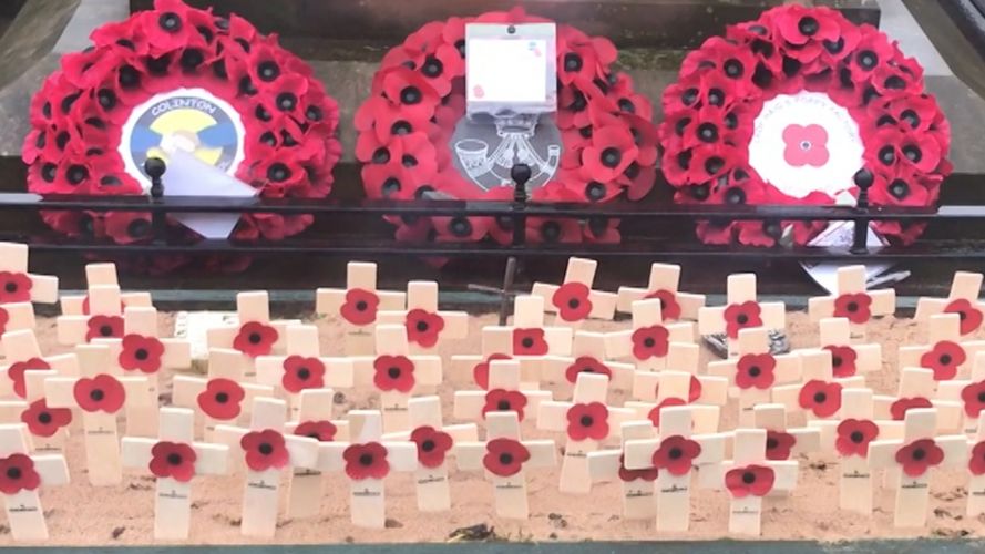 Wreaths laid at 3 Rifles memorial garden, Redford Barracks, Edinburgh.