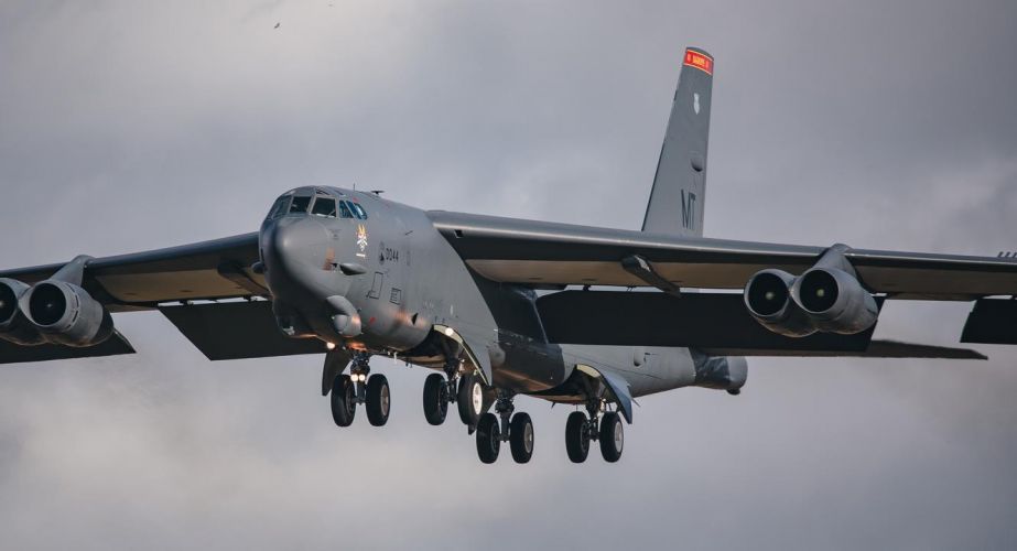 B-52 US Air Force bomber from the Bomber Task Force entering RAF Fairford (Picture: RAF).