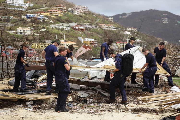 Members of HMS Ocean on Carribean relief