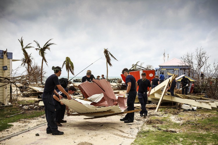 Members of HMS Ocean on Carribean relief