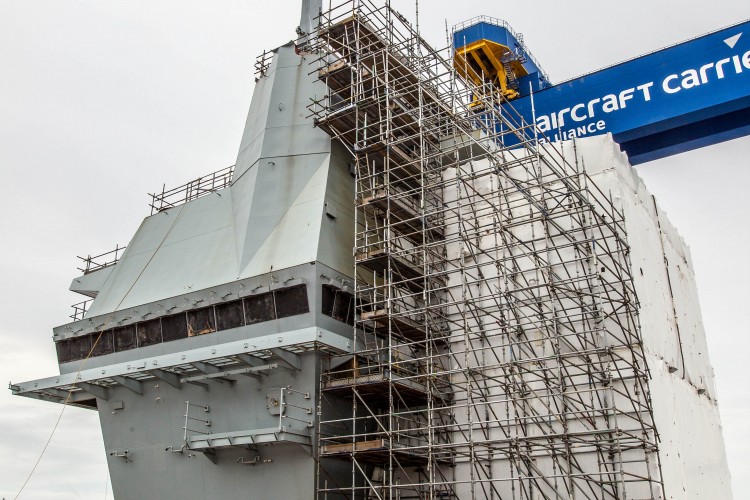 HMS Prince of Wales during the build at Rosyth Dockyard
