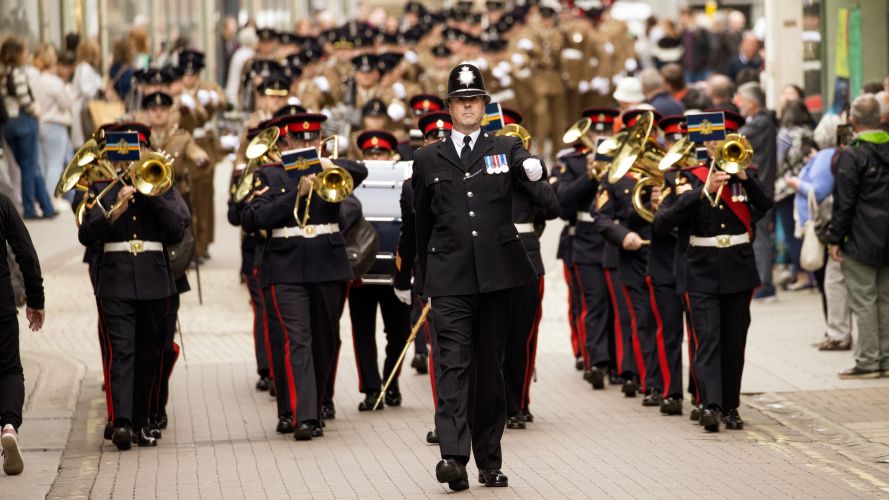 Band and parade march during 2 Signal Regiment York Freedom Parade 19052022 CREDIT MOD Crown Copyright.jpg
