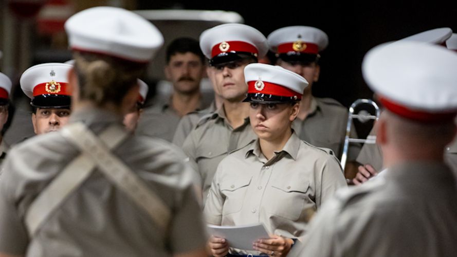 Band members of the RAF ahead of a full dress rehearsal at Wellington Barracks as a part of Operation London Bridge 13092022 CREDIT MOD Crown Copyright.jpg.jpg