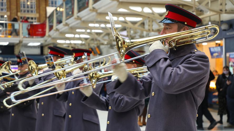 Band of the Coldstream Guards play for the launch RBL Poppy Appeal 04112021 Credit MOD.jpg 