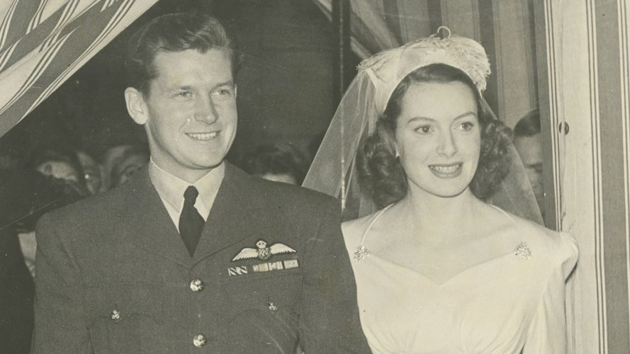 Tony “Bolshie” Bartley on his wedding day with his wife, film star Deborah Kerr (Picture: Dix Noonan Webb).