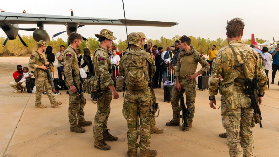 British Nationals departing an RAF aircraft, after being evacuated from Sudan 25042023 CREDIT MOD Crown Copyright.jpg