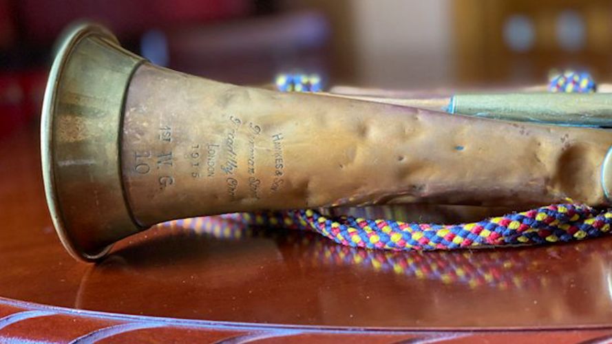 Bugle played on Armistice Day 2020 at the Cenotaph in London which was recovered from the Somme in 1915 (Picture: MOD).