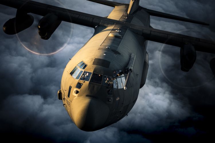 C130J Hercules captured by two photographers who were on the ramp of a second C130J CREDIT RAF