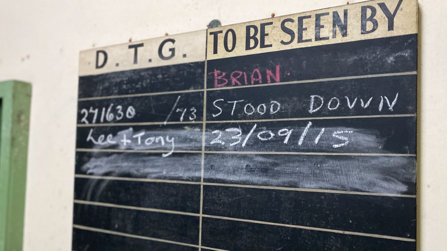 Chalkboard appearing to show the last time Devonport's forgotten Cold War bunker was manned