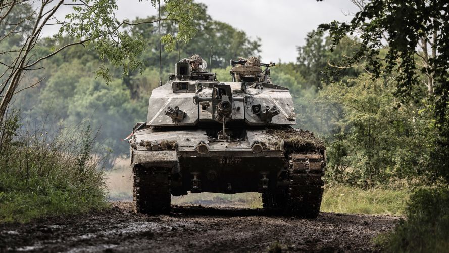 Challenger 2 tank travelling across the training area during Exercise IRON CYCLONE 28072023 CREDIT MOD.jpg