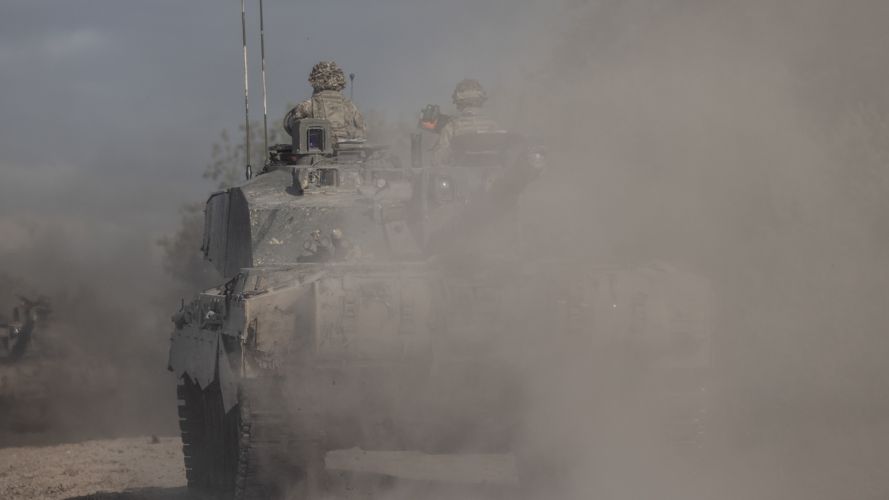 Challenger 2 tanks roll across Salisbury Plain 25072023 CREDIT MOD