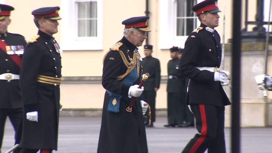 Charles attends first Sovereign's Parade as King at Sandhurst 140323 CREDIT BFBS