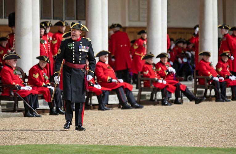 Chelsea Pensioners at the Royal Hospital Chelsea taking part in the Founder's Day