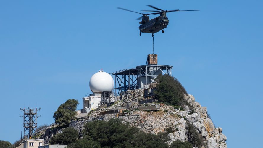 Chinook CH47 Helicopter delivers radar components to Rock of Gibraltar 10032022 CREDIT RAF MOD.jpg 