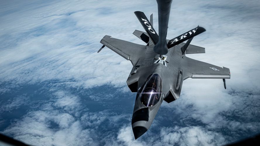 Combat Archer F-35A Lightning II prepares to receive fuel from a KC-135 Stratotanker CREDIT DVIDS