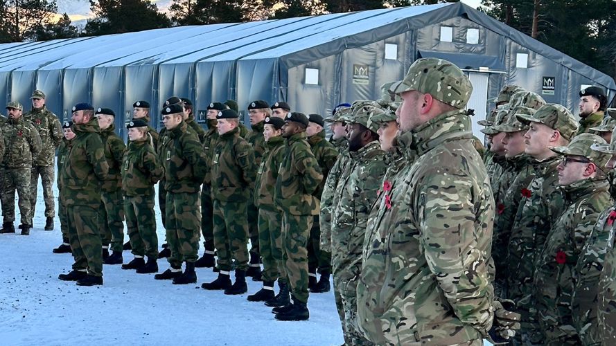 Commando Logistic Regiment troops held a Remembrance service alongside Norwegian personnel at Camp Viking in Norway
