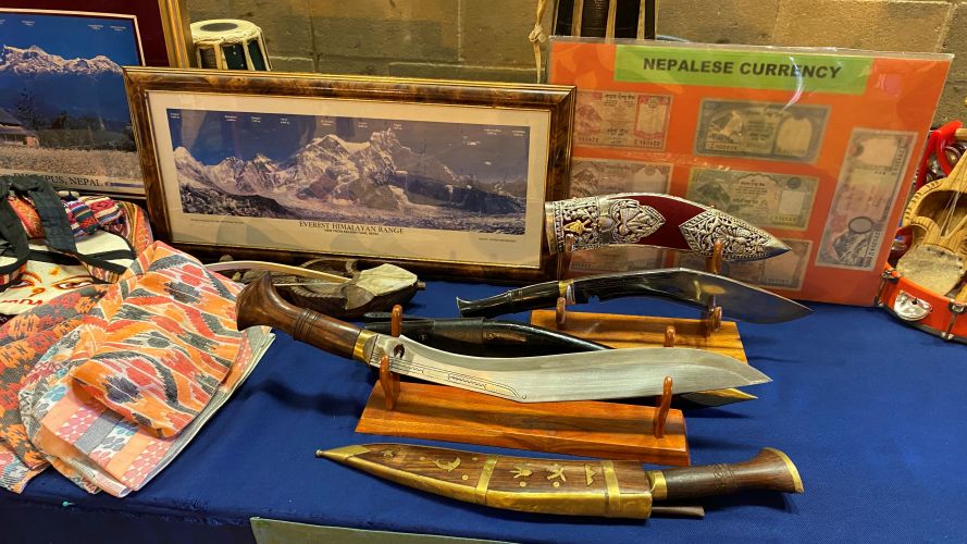 Commonwealh Day Celebration at Baker Barracks, Thorney Island - items from Nepal on display 14032022 CREDIT BFBS