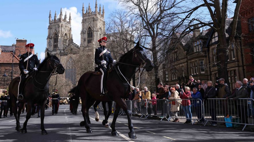 Crowds watched the Freedom Parade in York, as Queen’s Own Yeomanry (QOY) marched through the streets 02042022 MOD Crown Copyright 2022, Cpl Becky Brown RLC.jpg