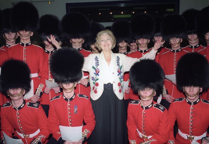 Dame Vera in studio with troops