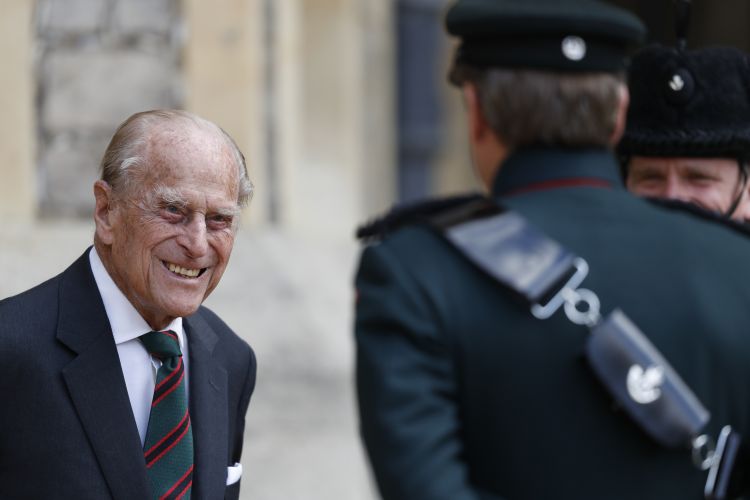 The Duke of Edinburgh speaking to personnel during a Rifles handover ceremony in 2020 (Picture: PA).