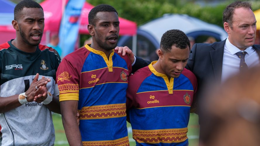 Duke of Lancs and Yorkshire Regiment players share a moment after match Credit John Shirras Date 28062025.jpg 