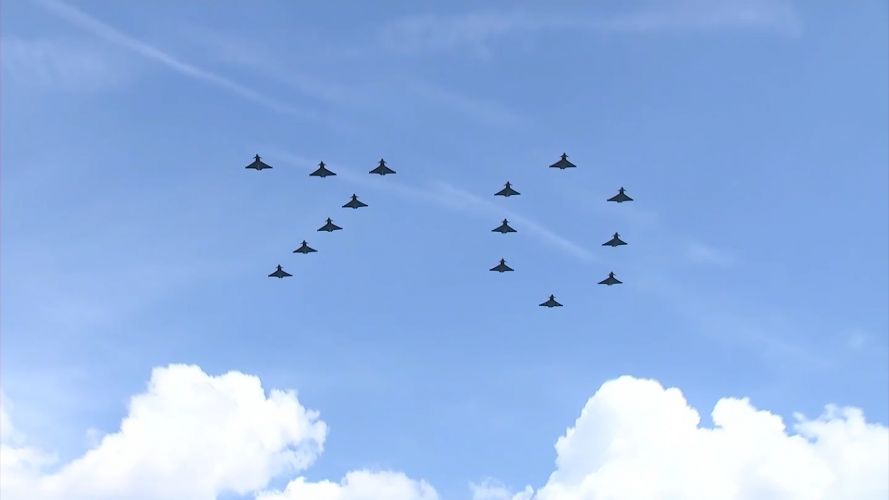Eurofighter Typhoons in the 70 formation for the Platinum Jubilee flypast.