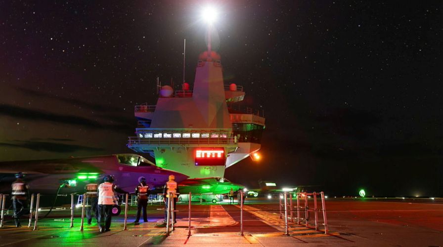 F-35s waiting before a night sortie on HMS Queen Elizabeth (Picture: MOD)