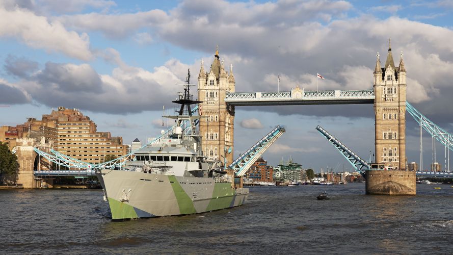 Fleet ship HMS Severn welcomed back into Royal Navy arrived in the Pool of London 27082021 CREDIT Royal Navy.jpg