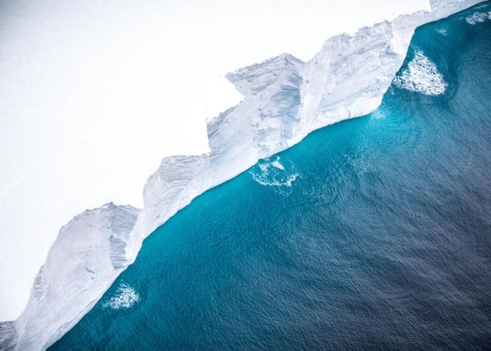 Flying along the iceberg reveals the steep vertical sides, approximately 30m high. DATE UNKNWOWN CREDIT BFSAI FACEBOOK .jpg