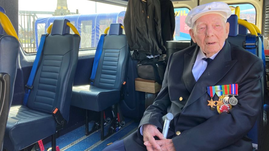Frank Cooper, BOTA veteran, 97, ahead of  Battle of the Atlantic anniversary events in Liverpool 28052023 CREDIT BFBS.jpeg