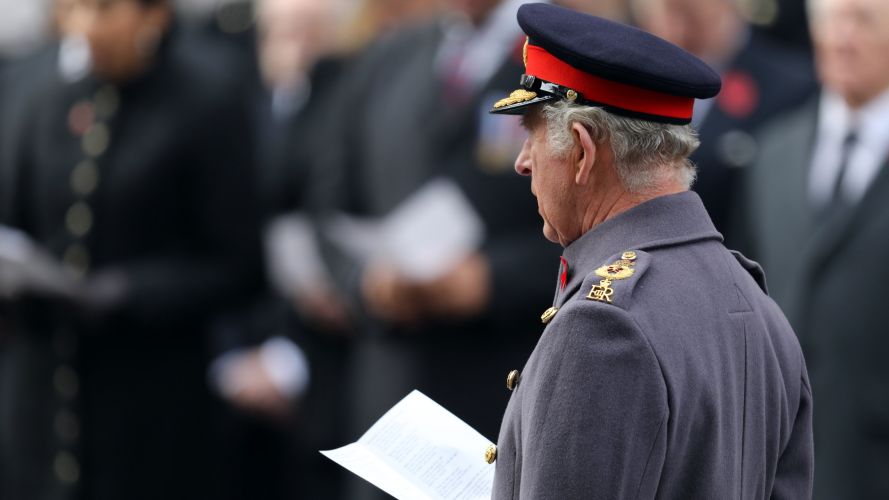 HM The King joined Armed Forces personnel at the Cenotaph for Remembrance Sunday 13112022 CREDIT MOD Crown Copyright.jpg