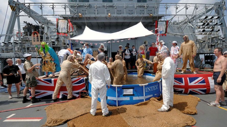 HMS Albion performs a crossing the line ceremony on the flight deck 07062008 Credit MOD Crown Copyright.jpg