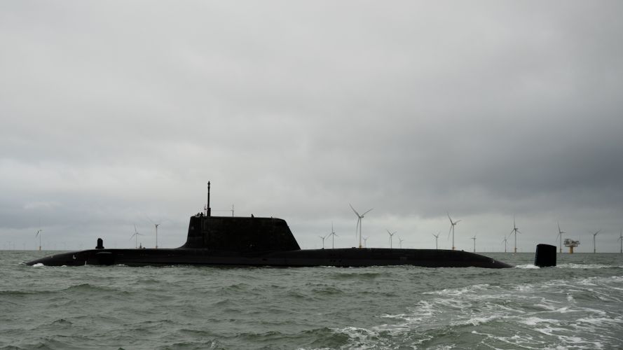 HMS Anson leaving BAE Systems Barrow in Furness fifth Astute-Class attack submarine begins sea trials 7 190223 CREDIT MOD