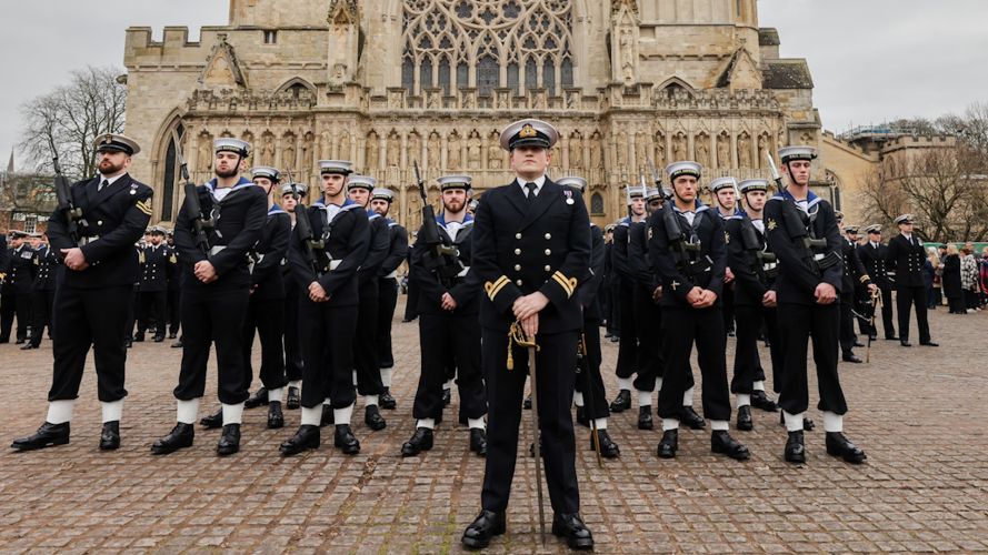HMS Defender take part in Freedom of the City parade through Exeter 11022023 CREDIT Royal Navy, HMS Defender.jpg