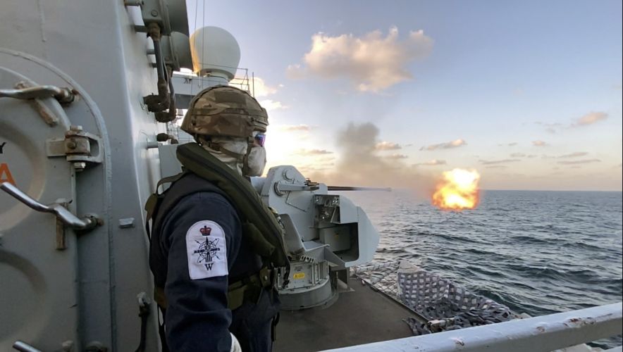 HMS Montrose tested her 30mm gun while on exercise in Oman in March (Picture: Royal Navy). HMS Montrose tests her 30mm gun whilst on exercise in Oman 020321 CREDIT Royal Navy.jpg