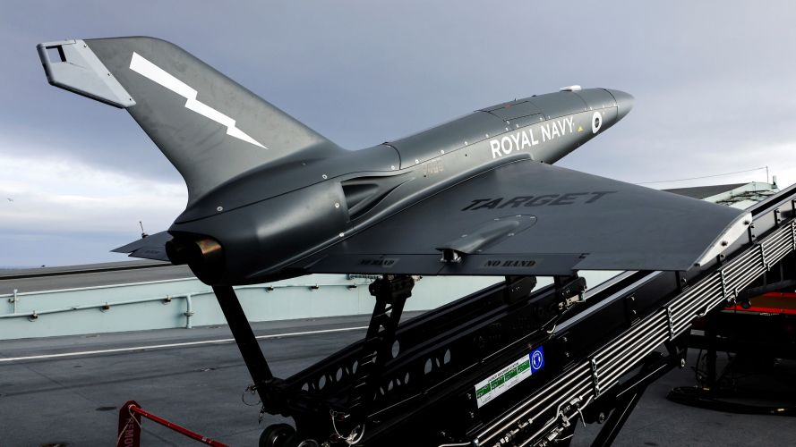 HMS Prince of Wales launch Fixed-wing drones, QinetiQ Banshee Jet 80 24092021 Credit Royal Navy.jpg