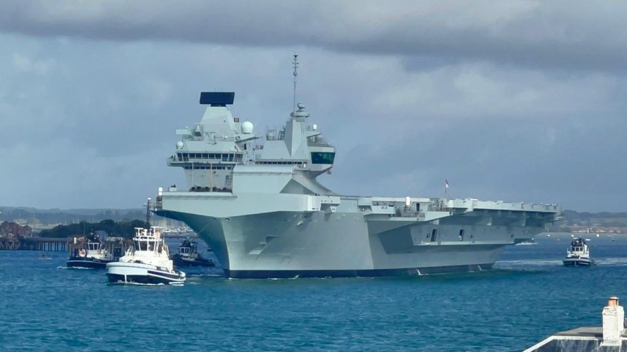 HMS Queen Elizabeth departing for USA 07092022 CREDIT BFBS.JPG