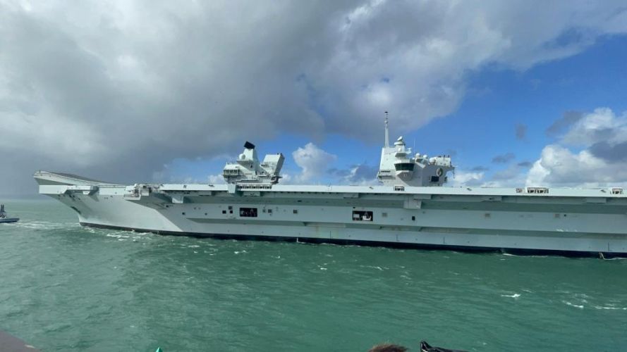 HMS Queen Elizabeth departing for the USA 07092022 CREDIT BFBS.JPG
