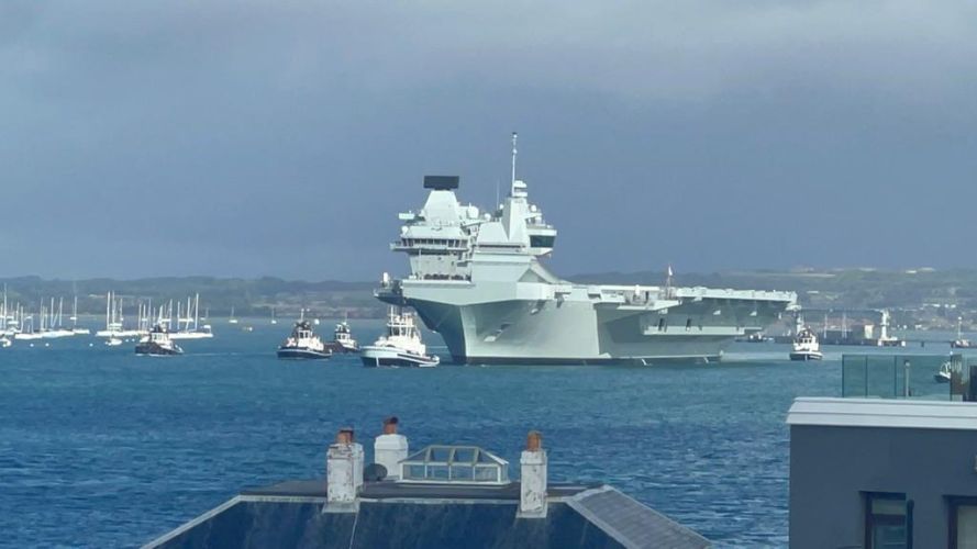HMS Queen Elizabeth heads for USA ahead of autumn on European operations 07092022 CREDIT BFBS.JPG