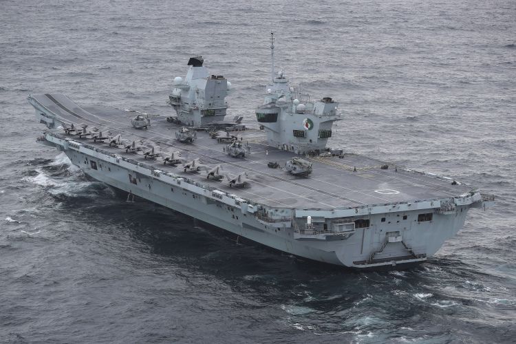 The UK's Carrier Strike Group was declared ready for operations in January ahead of its first deployment (Picture: Royal Navy). HMS Queen Elizabeth in the North Sea during Exercise Joint Warrior 051020 CREDIT ROYAL NAVY .jpg