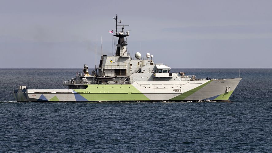 HMS Severn leaves Falmouth with Western Approaches paintwork 190821 CREDIT BOB SHARPLES