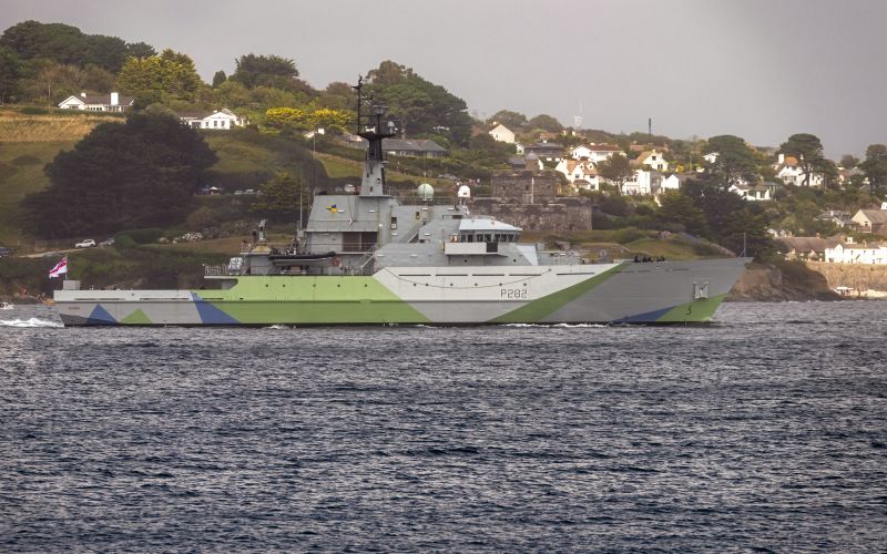 HMS Severn leaves Falmouth with Western Approaches paintwork 190821 CREDIT BOB SHARPLES