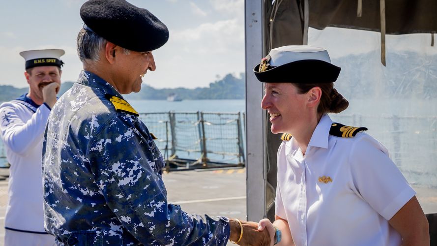 HMS Spey hosted a number of Indian Navy service personnel onboard whilst the ship conducted a maritime manoeuvre exercise 23112023 CREDIT MOD Navy