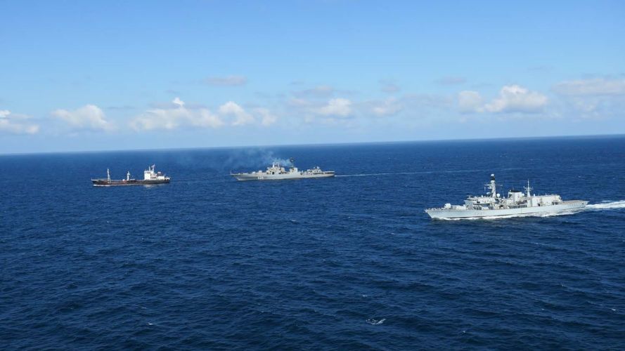 HMS Westminster monitors Russian destroyer Vice Admiral Kulalov and tanker Vyazma 06092022 CREDIT Royal Navy.jpg