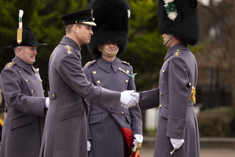 	HRH Prince of Wales presents members of the Welsh Guards with handmade leeks at St. David’s Day parade in Windsor 