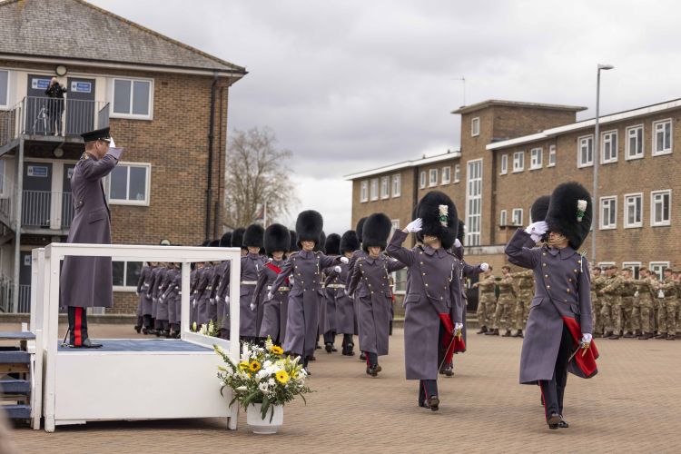 HRH The Prince of Wales takes the salute at the St. David's Day Parade in Windsor 